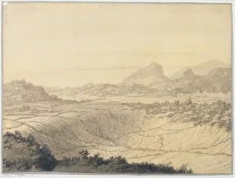 ロッキーの風景（紙に灰色のウォッシュ）